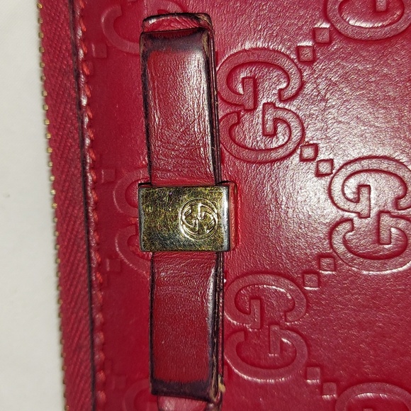 Gucci Bow Red Leather Zippy Wallet - Picture 3 of 9